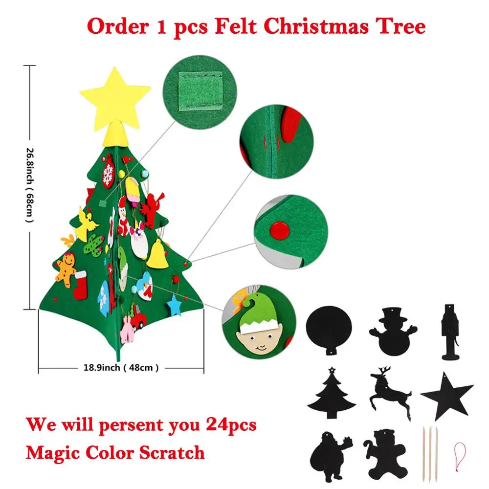 3 IN 1 Felt Tree 3D DIY войлочный комплект для рождественской елки с Рождественские подвесные украшения Рождественский подарок для детей рождественские украшения год Arbol Navidad - Цвет: 3 IN 1 Felt Tree