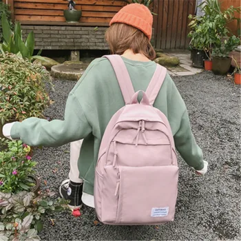 

Nylon Backpacks New Women Waterproof School Bags for Teenagers Laptop Backpacks Solid Color Travel Backpack Rucksack #15