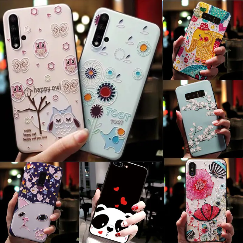 

For OPPO A9 2020 Case 3D Flower Emboss Silicone Soft Phone Case For OPPO A5 2020 Cover for OPPO Reno Z Case TPU Bumper Reno2