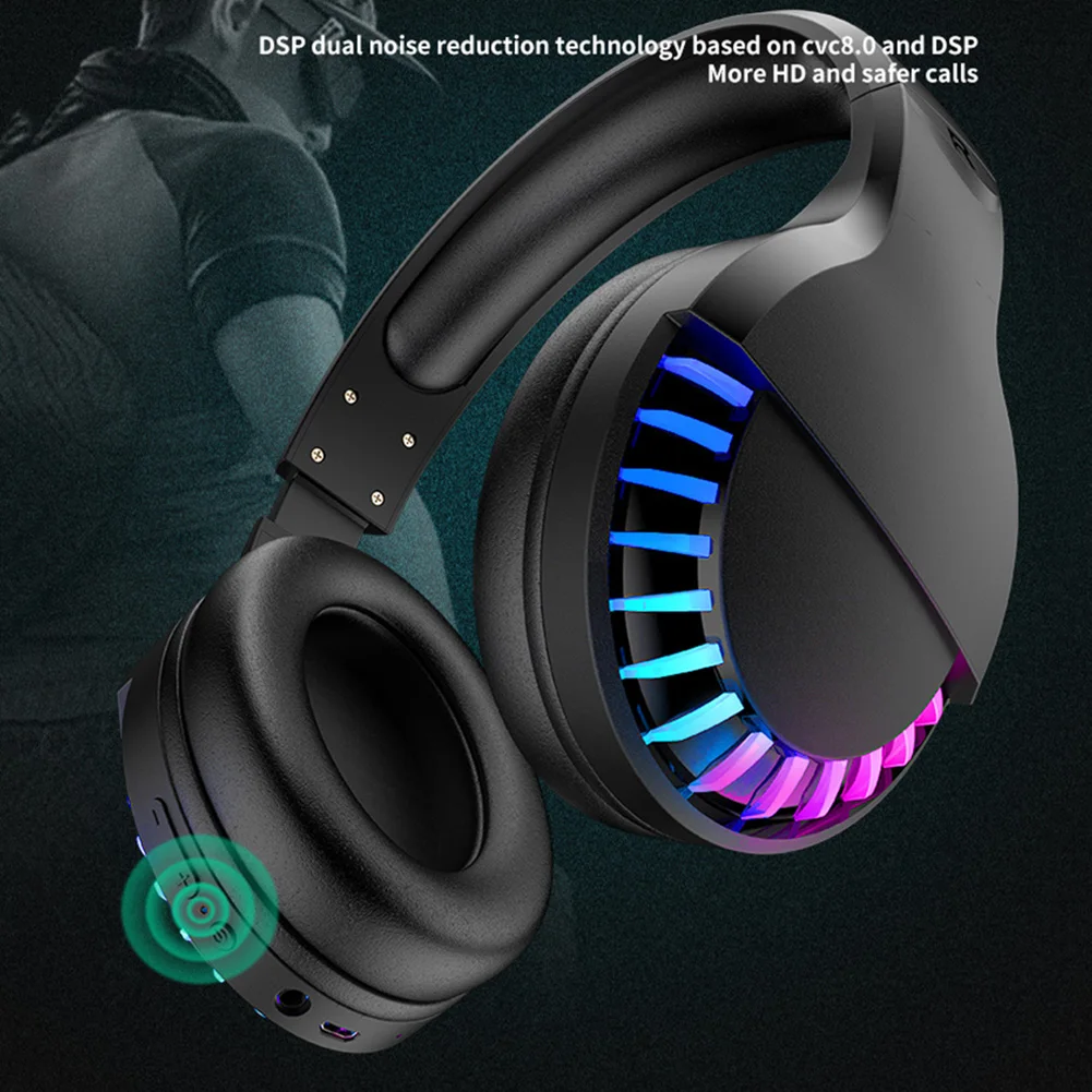 SH33 Wired Wireless Dual Mode RGB Stereo Gaming Headset Bluetooth 3 5mm RGB Deep Bass Over Ear Headphone for Phone PC Gaming