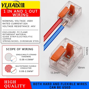 

10PCS/box Fast terminal PTC-412 wire connector crimp terminal wiring fast compact connectors push-in universal 2pin/3pin