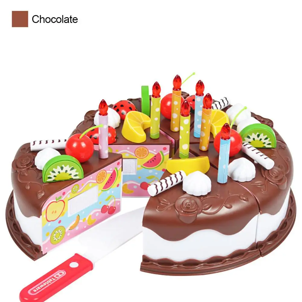 Chocolate Детский набор игрушек для торта на день рождения, праздничный торт для девочек, игрушка для торта, игрушка для торта, фруктовый кролик, домик для торта, игрушка для ролевых игр - Цвет: Chocolate