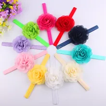 Стиль Европа и Америка дети цветок лента для волос Цветок Жемчужный шифоновый головной убор повязки для волос 10 цветов