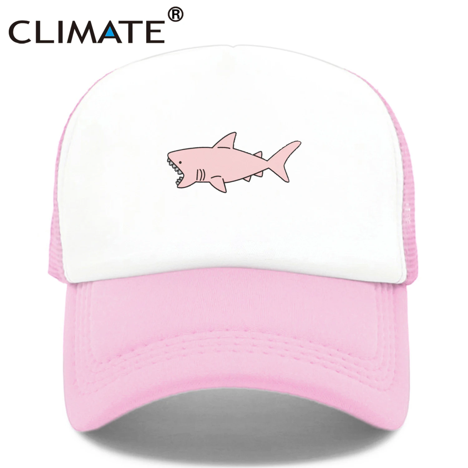 

CLIMATE Pink Shark Trucker Cap Hat Pink Shark Beach Cap Shark Protection Hip Hop Cool Summer Mesh Cap Hat for Men Women