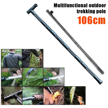 

Hiking Aluminum Alloy Tactical Stick Trekking Pole Portable Camping Tactical Cane Multi-Functional Defensive Sports