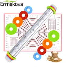 ERMAKOVA термостойкая силиконовая Скалка с тестовой подложкой валик для теста силиконовая Кондитерская доска коврик с измерениями Инструменты для выпечки