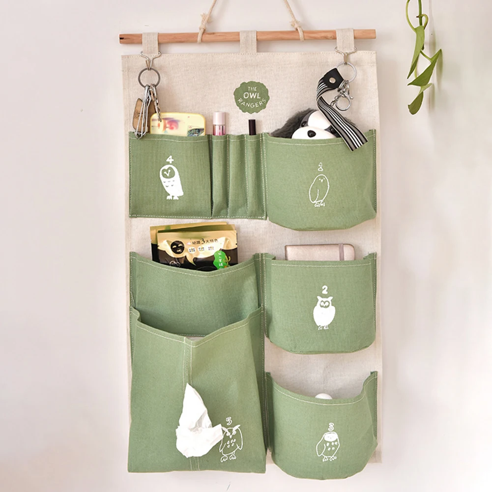 Multi Pockets Cotton Linen Wall Door Back Hanging Sundries Storage Bag Pouch nice
