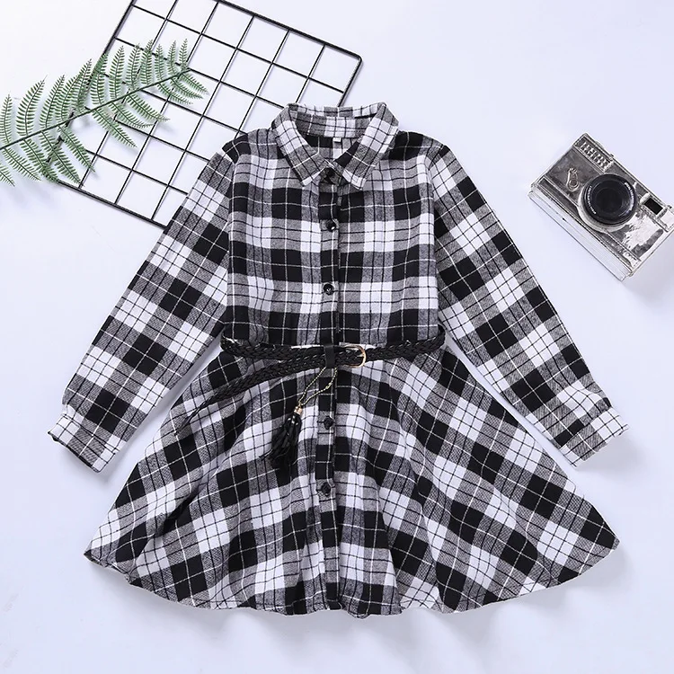 Teen Casual Girl Dresses  Fashion Plaid Letter Kids Long Sleeve Clothes Spring Autumn Children Dress For Girls 3 to 13 Years (17)