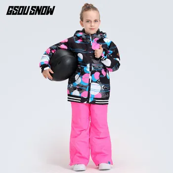 

Gsou Snow Kids Girls Ski Suit Thermal Suit Snowboard Jacket Pant Outdoor Sport Wear Skiing Super Warm Clothing Trouser Winter