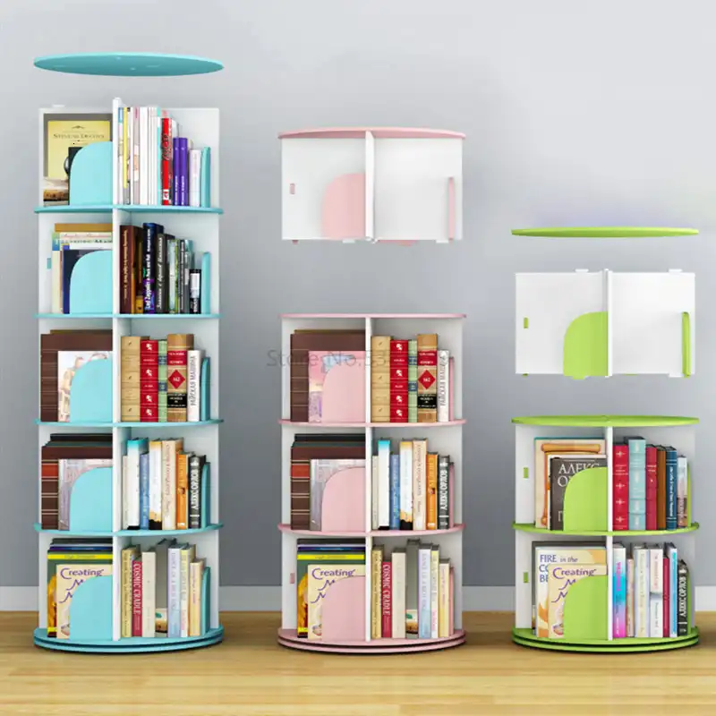 Rotary Bookshelf Creative Book Cabinet Floor Household Children S Corner Table Simple Student Storage Rack Bookshelf Aliexpress