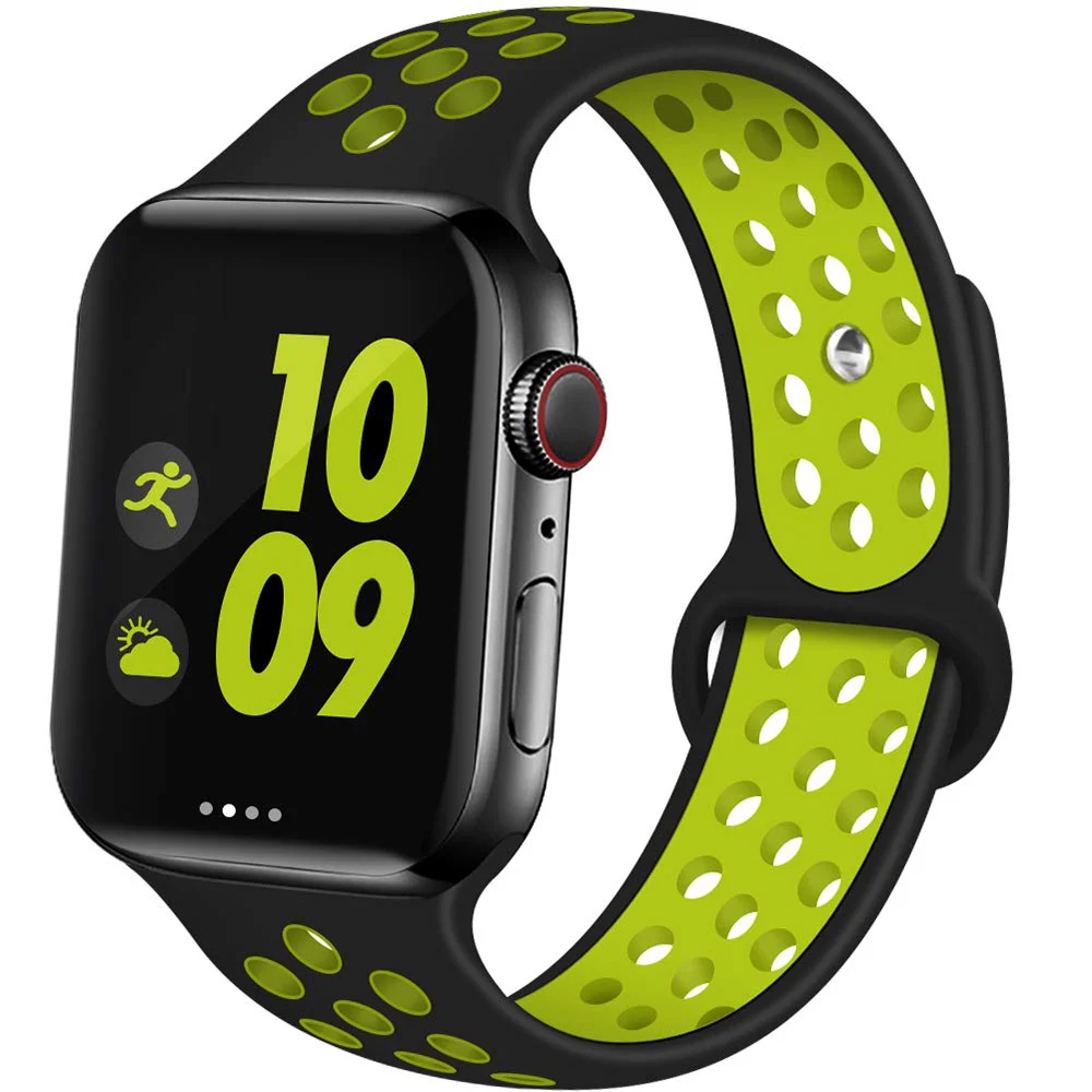 

New Breathable Silicone Sports Band for Apple Watch 5 4 band 44MM 40MM rubber strap bands for Iwatch 3 2 1 38mm 42mm Accessories