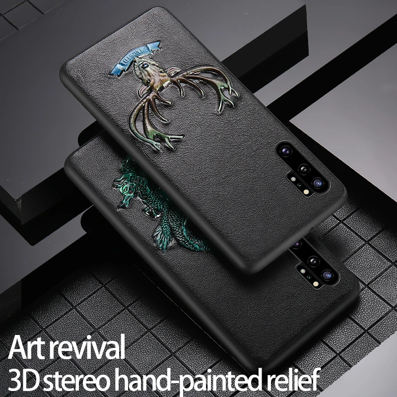 Чехол из натуральной кожи для телефона samsung note 10 plus 10+ 3D Emboss Нескользящие противоударные fundas для Galaxy note 10 plus