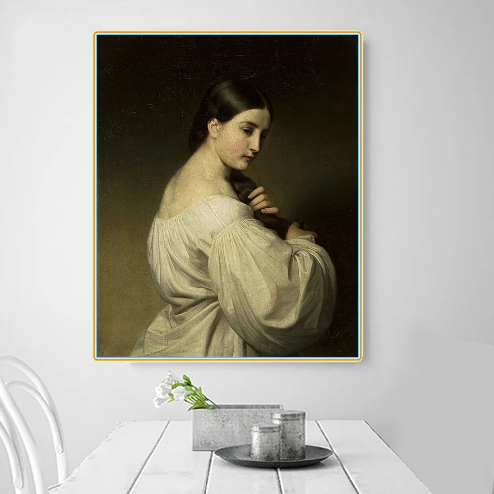 Цитон Фридрих фон амерлинг Portrait портрет молодой женщины в белом Canvas Холст