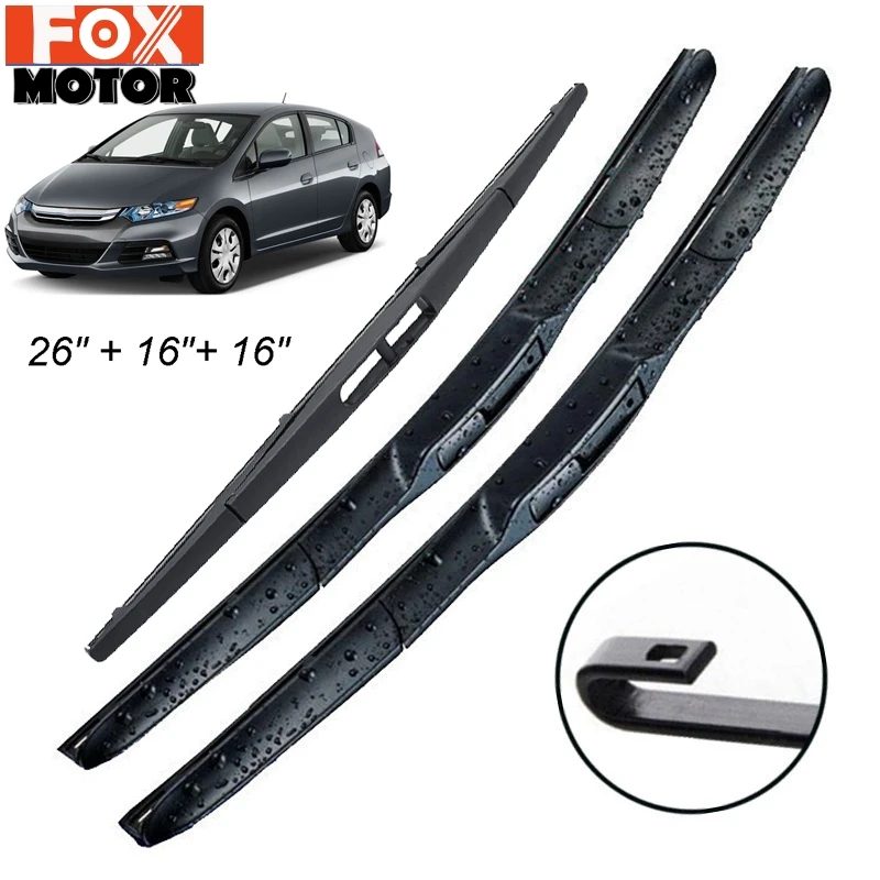 Xukey 3 шт./компл. спереди и сзади стеклоочиститель лезвия для Honda Insight 2 2011 2010 2009 2" 16" 16"