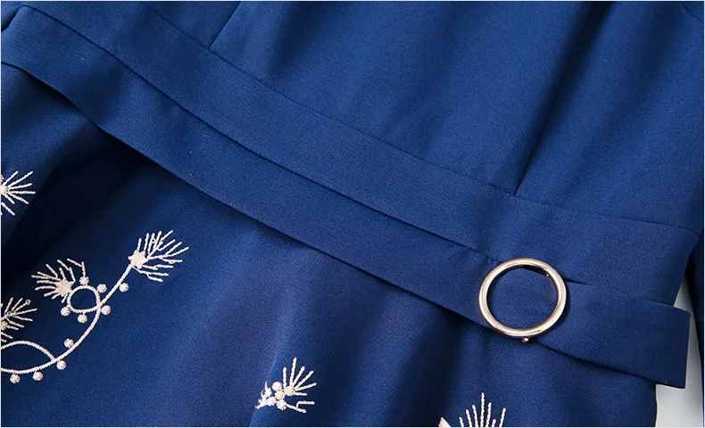 TESSCARA женское осеннее элегантное платье с вышивкой Женская Офисная Женская одежда для вечеринки Высококачественная дизайнерская повседневная темно-синяя Vestidos