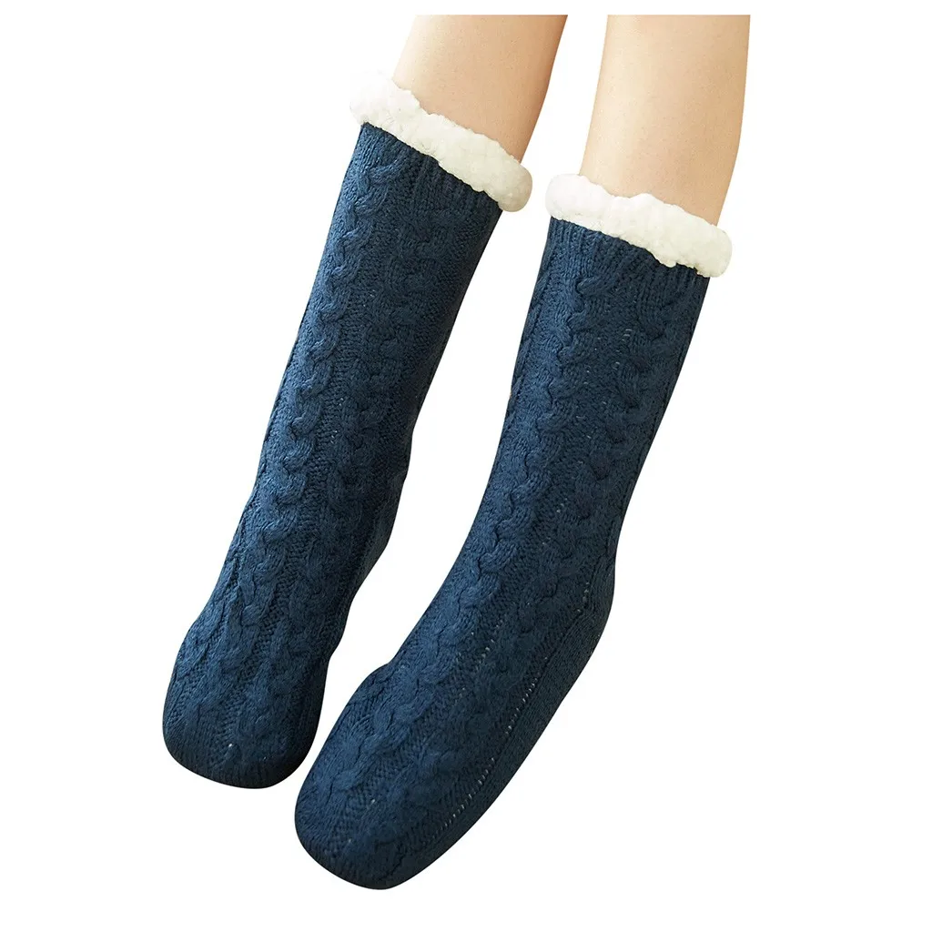JAYCOSIN, 1 пара, женские Зимние флисовые Носки, одноцветные толстые нескользящие носки-тапочки, ковровые носки, navidad Fuzzy, бархатные теплые женские носки