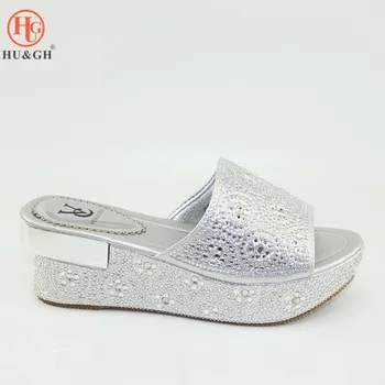 

New Italian Fashion Women High Heels Sandals Lady Party Slipper Shoes Without Matching A Bag Sliver Color African Women Shoes