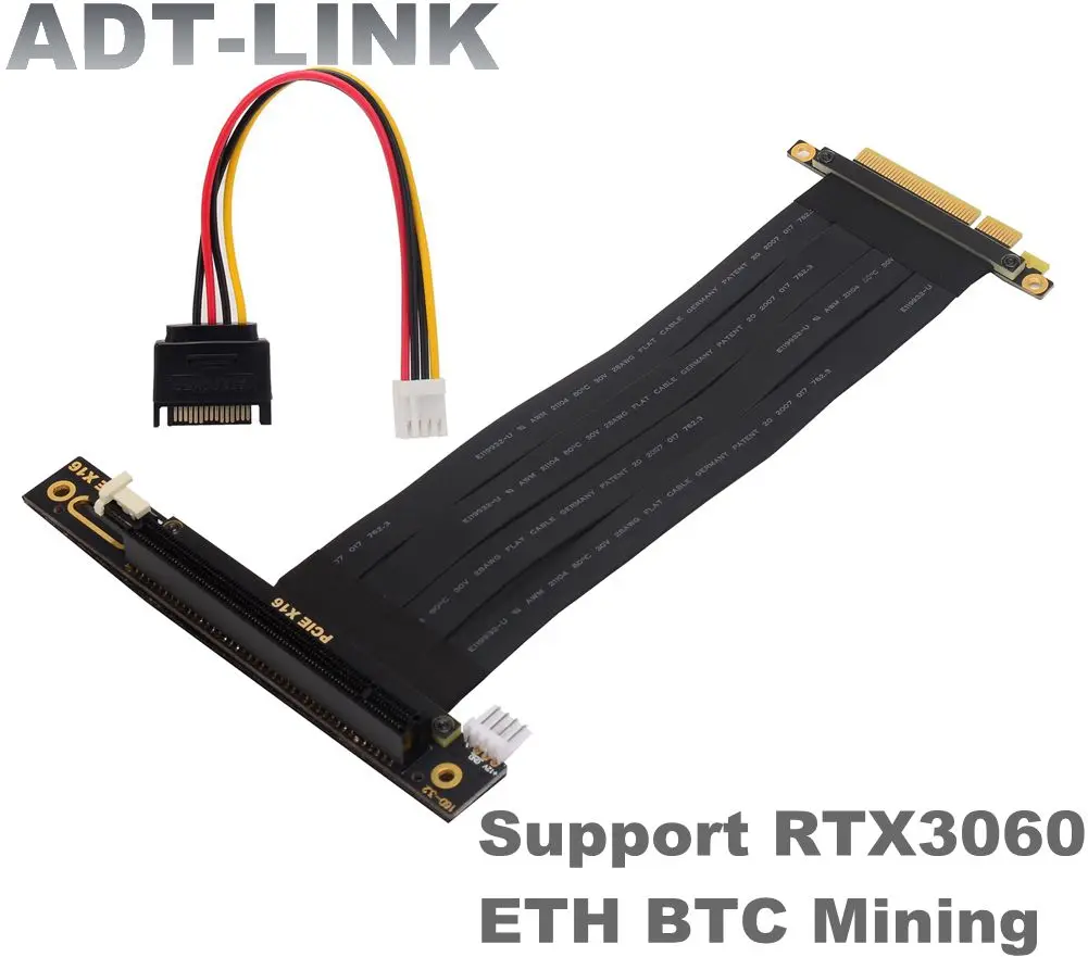 

RTX3060 3090 ETH BTC Mining Adapter GEN3.0 PCI-E X8 To X16 Male/Female Riser Extension Cable With 4Pin SATA Power For X99 Server