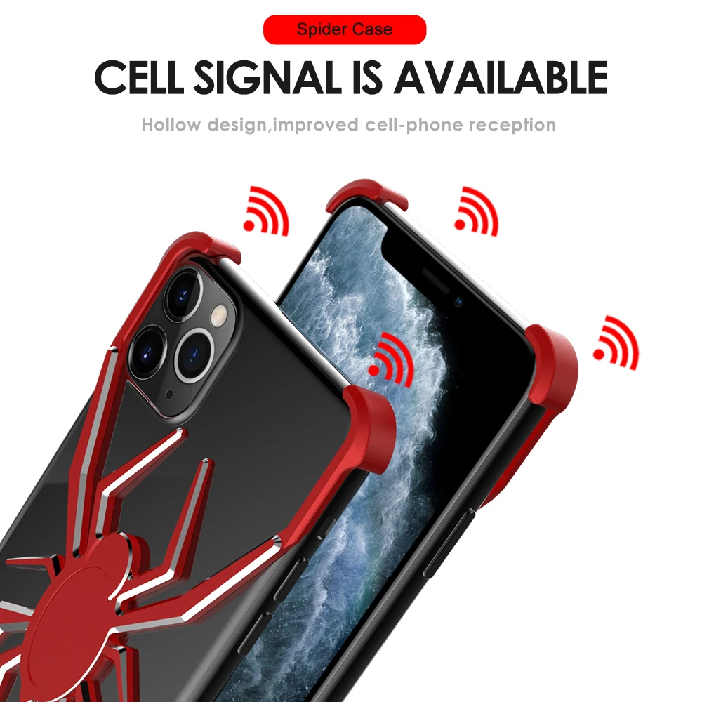 Металлический чехол для телефона с пауком для Iphone 11 Pro 11pro Max, сверхпрочный металлический каркас, чехол для Xs Max Xr Xs 7 8 plus, противоударный чехол
