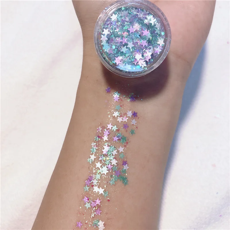 1pcs 24colors Pigment Eye Shadow Shimmer Sparkling Diamond Holographic Chunky Glitter Gel Sequins Mermaid Sequins Powder 5665