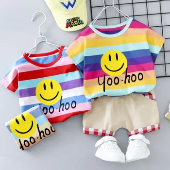 

Children's wear boys' summer wear 2020 new set Korean boys' handsome short sleeve jeans two piece set 0-3 years old 4