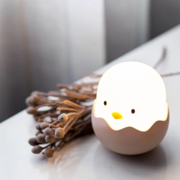 Cute Chicken Egg Night Light Bedside Creative Night Lamp LED Soft Light Touch Sensor USB Charging Tumbler Silicone Kids Gifts motion sensor night light