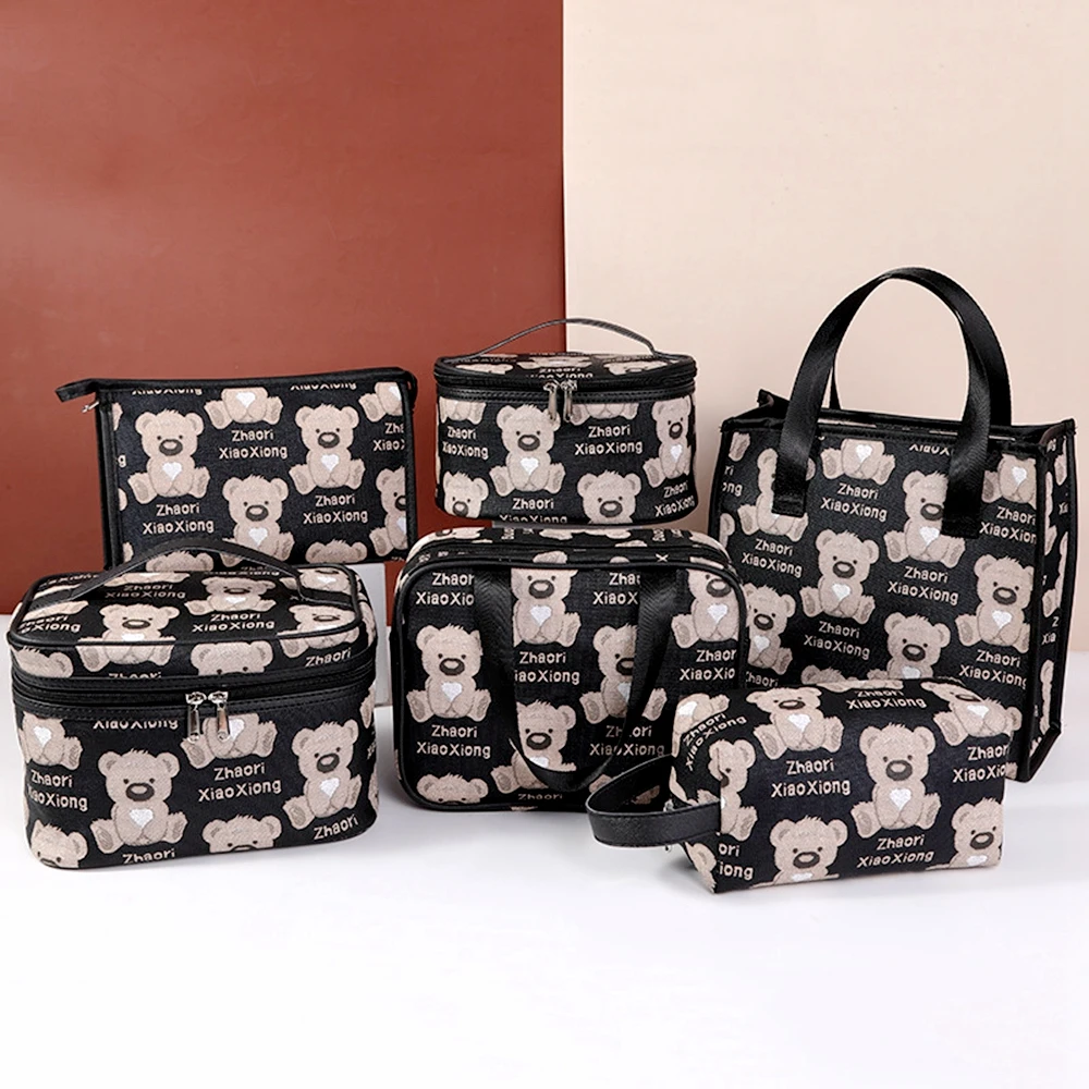 

New fashion Bear style PU make up bag, waterproof women's casual travel organizer toiletry storage beauty cosmetic cases