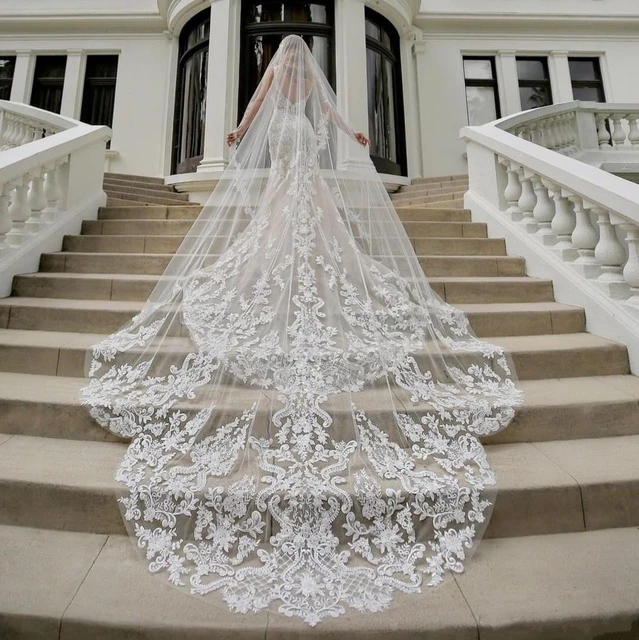 1 Tier Ivory Cathedral Veil for Wedding Online – BestWeddingVeil