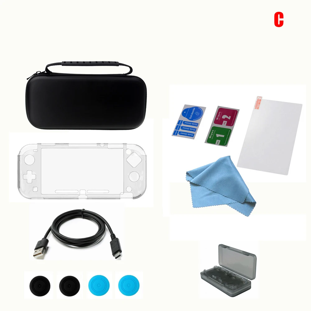 10 в 1 супер пакет набор для nyd Switch Lite с сумкой для переноски большого пальца крышка Чехол экран Флим карта коробка оболочка для NS