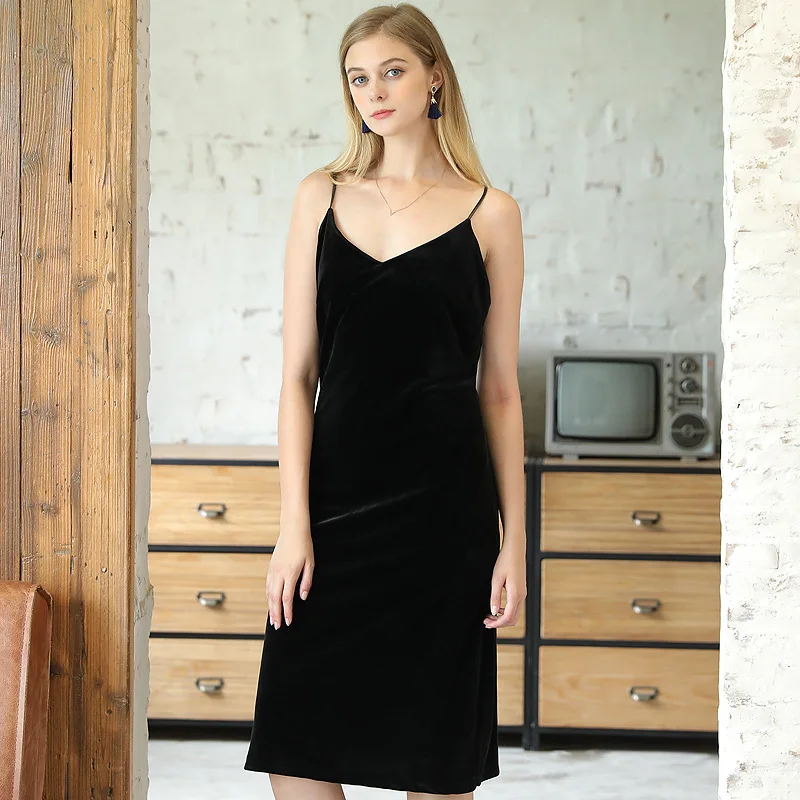 

Yao ting Velvet Sexy Pajamas Women's Autumn And Winter Long Slit-Slip Nightdress Sr399