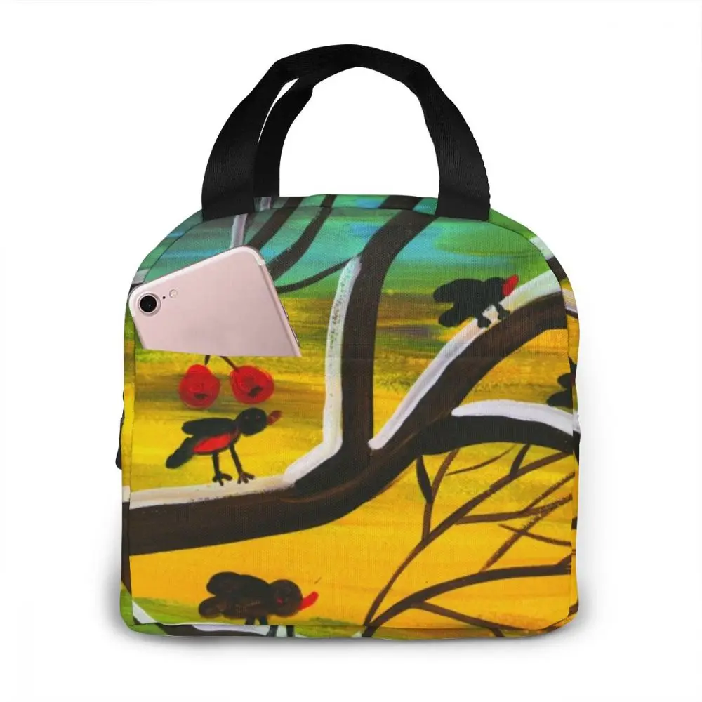 NOISYDESIGNS изоляционная посылка Totebag Ланчбокс с рисунком птицы вишни на заказ теплоизолированная сумка для женщин