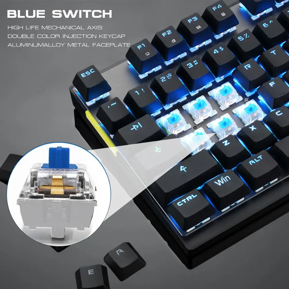 Motospeed GK82 Type-C 2.4G Wireless/Wired Mechanical Gaming Keyboard 87Key Red Switch Rechargeable