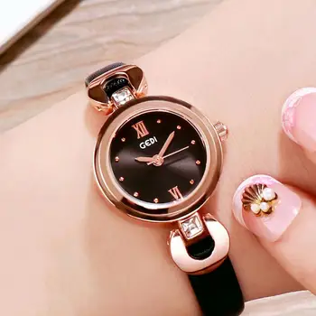 

HobbyLane Women Quartz Watch Roman Numeral PU Leather Strap Waterproof Fashion Lady Analog Wristwatch