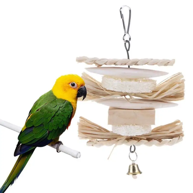 Попугай Conure Cockatiel Parakeet подвесные жевательные кусачки качели Loofah игрушки для птиц