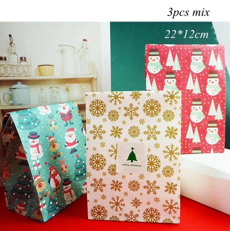 3PCS/Set Deer Snowflakes Candy Gift Bags Merry Christmas Guests Packaging Boxes Christmas Party Gift Packaging Wedding Party Bag - Цвет: 3pcs mix B