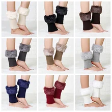 Сезон осень-зима; повседневные женские вязаные ботинки с манжетами; теплые вязаные гетры с мехом; носки; гетры; комплект обуви; Рождественский подарок