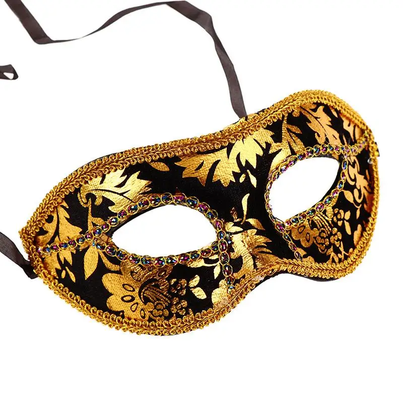 Halloween Masquerade Mask Creative Floral Print Mask For Women Girls Black Gold Christmas Costumes Masque Carnaval Party Masks