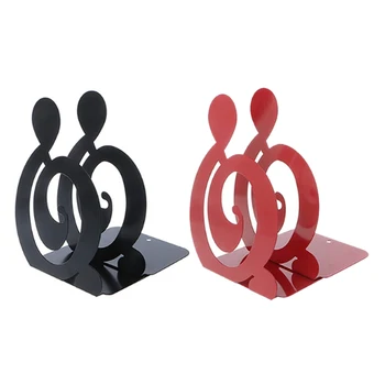 

Musical Note Metal Bookends Iron Support Holder Desk Stands For Books
