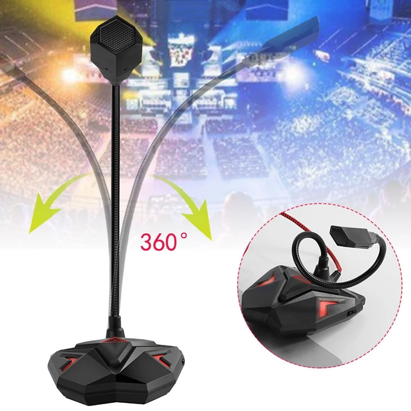 USB Computer Game Microphone Gooseneck Condenser Microphone Braided Line Microphone Can Be Connected to Headphones