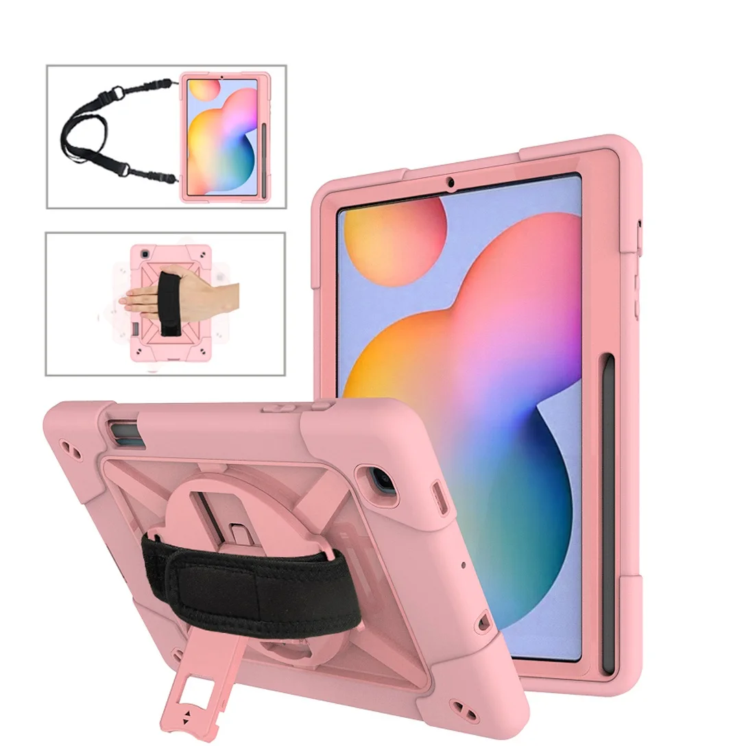 Kids Safe Case for Samsung Galaxy Tab S6 Lite 10.4''  Heavy Hard Rubber EVA Stand Case for SM-P610 P615 Tablet Cover with Strap