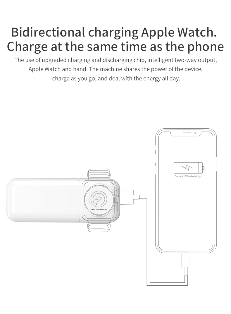 portable battery charger 6097 Pocket Power Bank 5000mAh Portable Wireless Charger Charging For iPhone 13 With Magnetic Charging Watch Function For iwatch pebble power bank