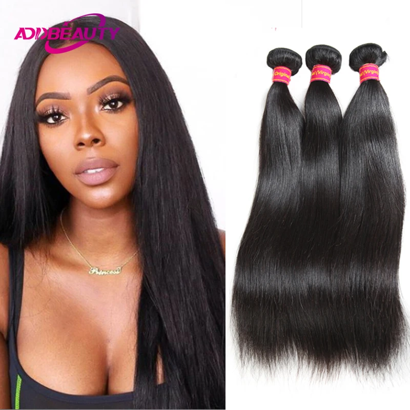 Fasci di capelli umani lisci Addbeauty Tessuto brasiliano per capelli umani vergini grezzi Estensione lunga dei capelli veri Doppio colore naturale disegnato - immagine 3