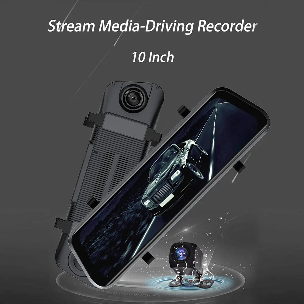 HD 1080P Автомобильный видеорегистратор 10 дюймов угол 170 градусов Многоязычная видеорегистратор с двойным объективом сенсорный экран USB2.0 Micro TF желоб g-сенсор