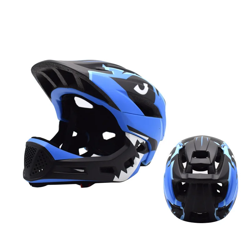 Black Blue Детский шлем для бездорожья, шлем для скутера, Полнолицевые Шлемы для детей, шлем для горного велосипеда, велосипедный шлем, шлем для сноуборда, мужской шлем - Цвет: Black Blue