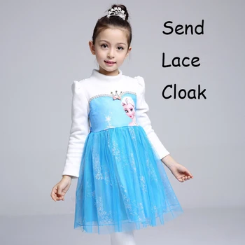 

Girl Dress Kids Girls Elsa Christmas Thicken Winter Princess Dresses Toddler Teen Birthday Cosplay Tutu Clothes with Cloak 3 6 8