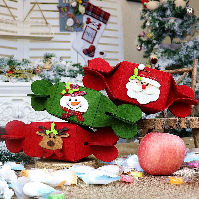 1 шт. рождественские сумки и коробки для конфет для рождественской елки, Подарочная коробка, Санта Клаус/Снеговик/олень Navidad, Q