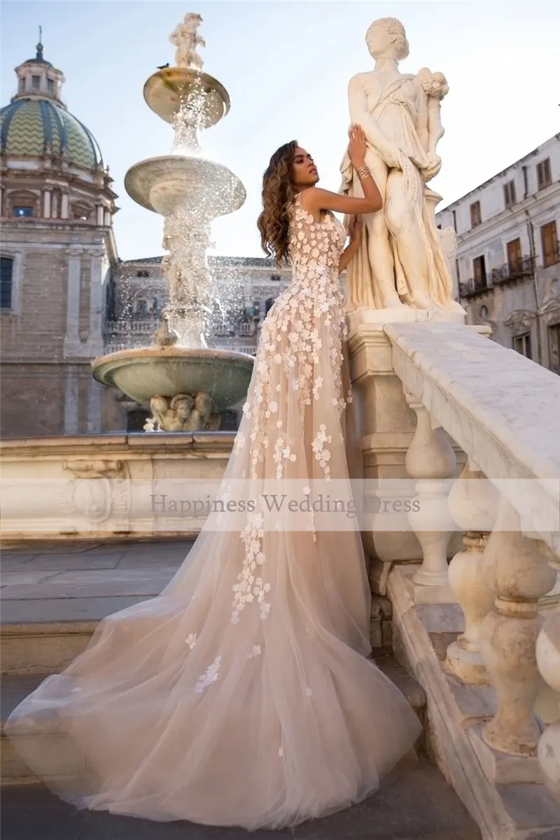 Booma-Lace-Wedding-Dresses-Mermaid-2020-Handmake-Flower-Illusion-Tulle-Wedding-Gowns-Beach-Boho-Bride-Dress (1)