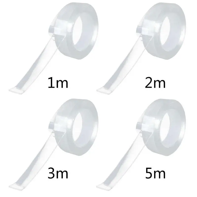 Двухсторонняя клейкая лента Nano многоразовая прозрачная бесследная моющаяся