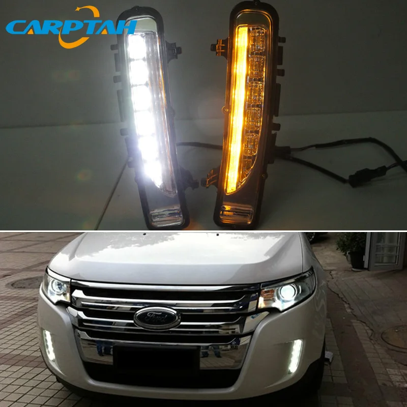 

Auto LED Daytime Driving Lights For Ford Edge 2009 2010 2011 2012 2013 2014 Yellow Turn Signal 12V Car DRL Daylihgts Foglamps