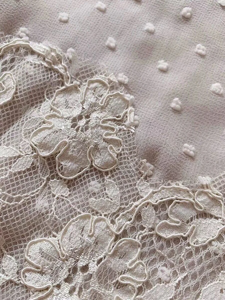 Дизайнерские женские блузки высокого класса, стильные, с пышными рукавами, в горошек, с вышивкой, кружевные, с бантом, осенняя женская рубашка